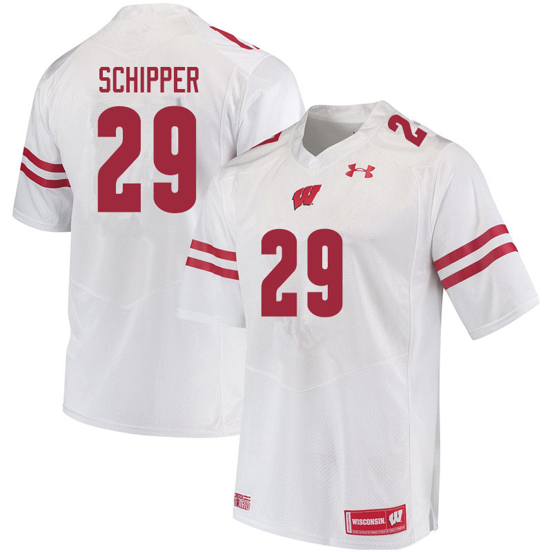 Men #29 Brady Schipper Wisconsin Badgers College Football Jerseys Sale-White